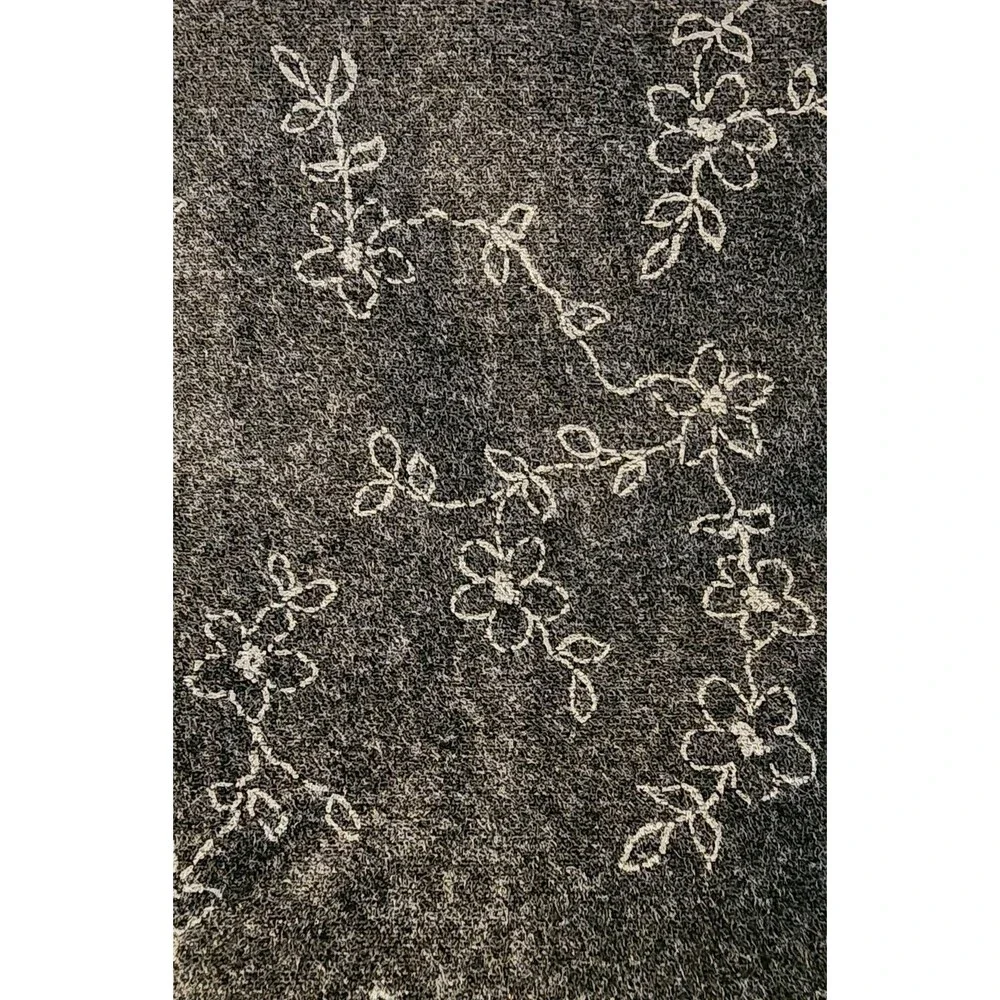 Soft Cotton Blend Stretch Fabric Black w/ White Flowers  108